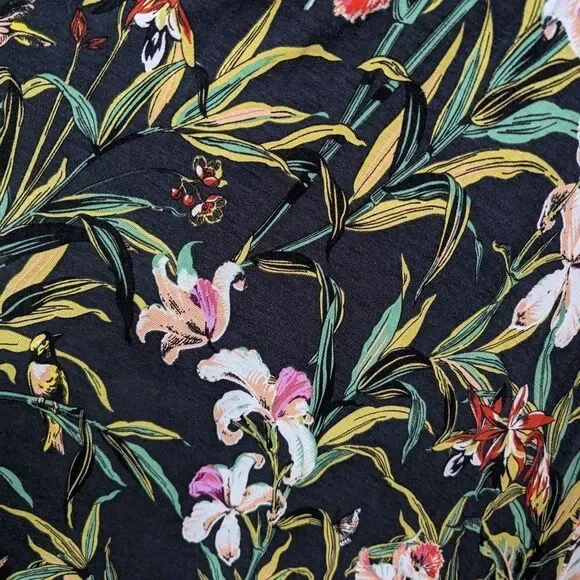 Maeve Anthropologie black green pink tropical floral Gabriela stretch maxi dress - Picture 7 of 9